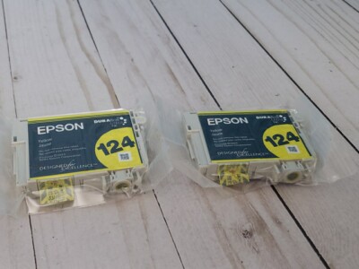 Official Epson 124 Ink Cartridges Lot of 2 Yellow Y - New in plastic