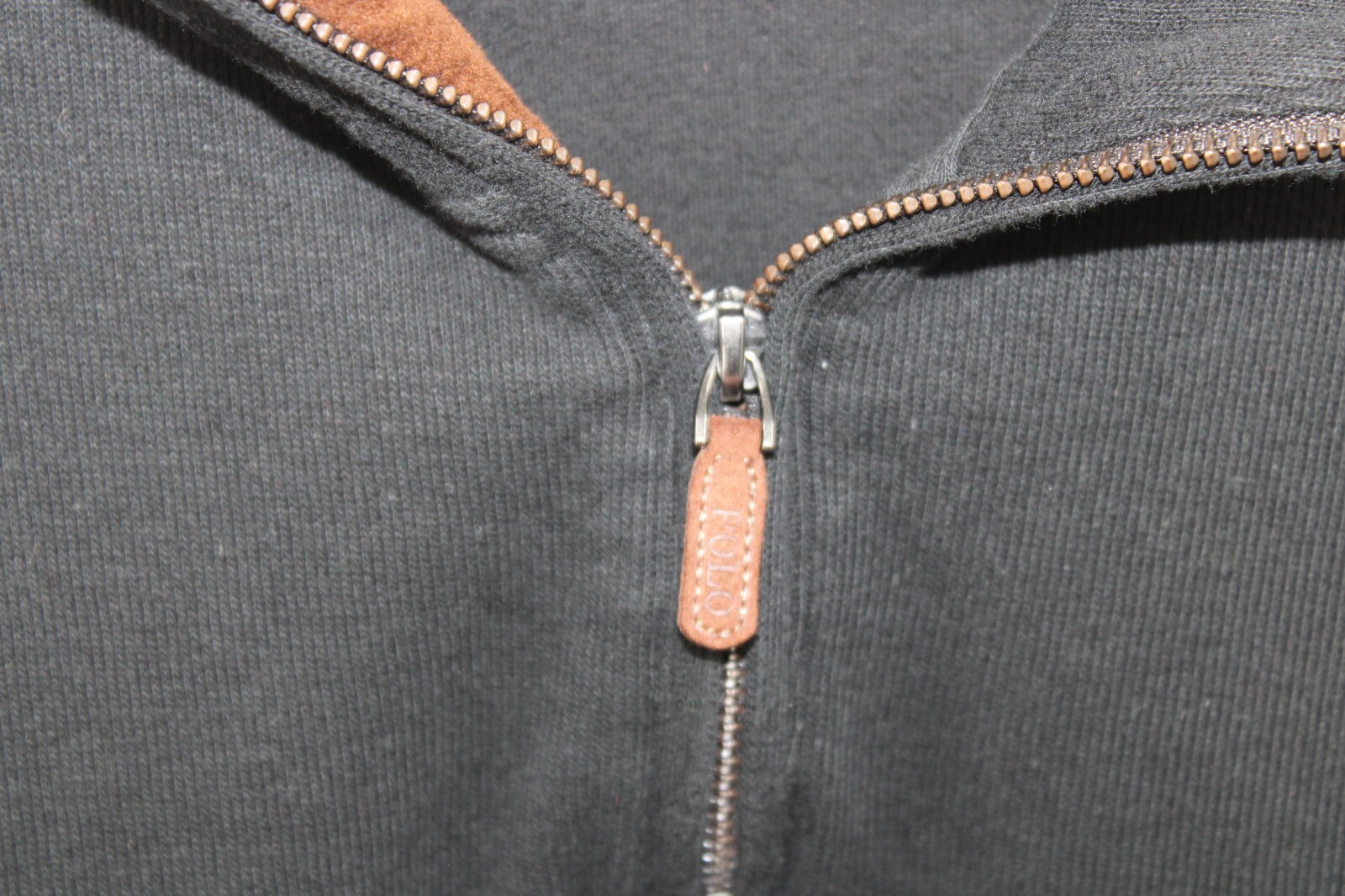 Polo Ralph Lauren Estate pullover a costine uomo L nero 1 4 zip felpa pony