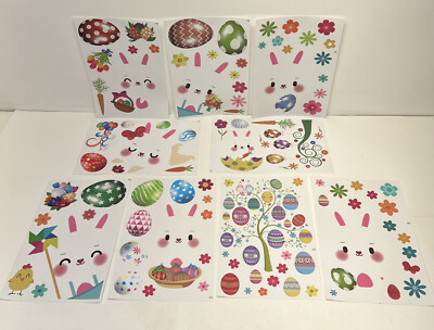 9 Sheets Easter Window Clings Bunny Window Clings Easter Egg Clings