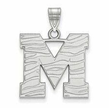 Sterling Silver Rhodium-plated LogoArt University of Memphis Tiger-striped Lette