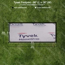8' x 3' Tyvek Footprint, ground cloth, tarp w/ reinforced grommet corners