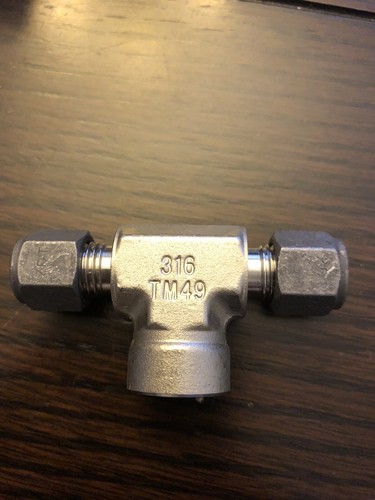 Parker 4-4-4 OBZ-SS CPI Female Branch Tee 316SS, 1/4” single ferrule x 1/4" FNPT - Picture 3 of 6
