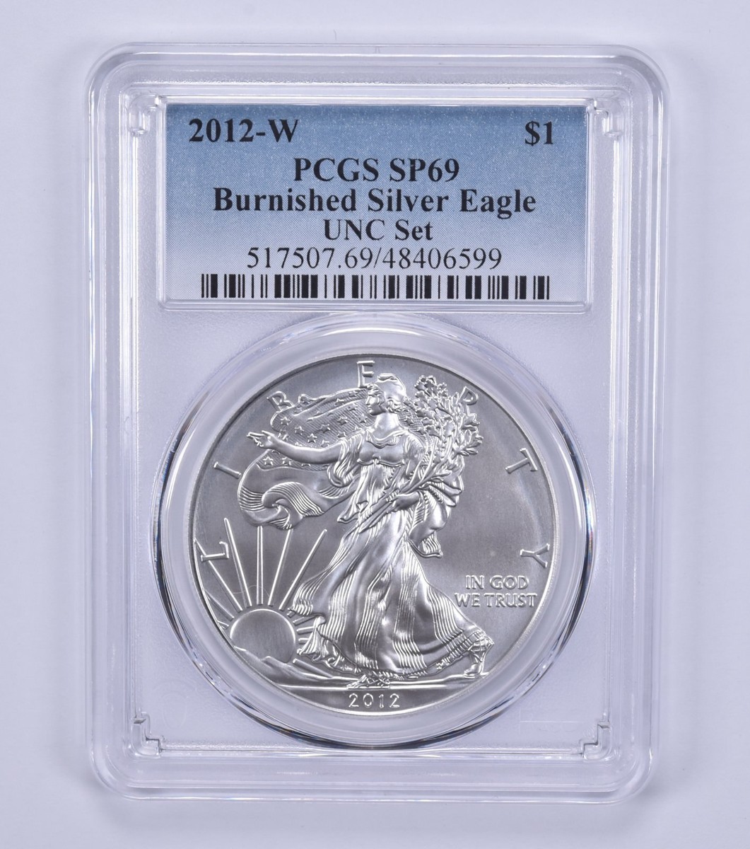SP69 2012-W Burnished Silver Eagle Annual Set PCGS Blue