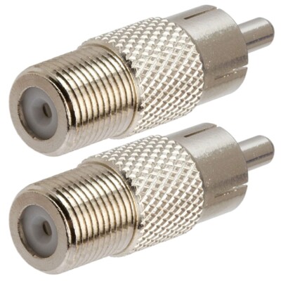 2 Pcs RCA Male to F Type Female Coax Coaxial Connector Adapter Cable TV Antenna