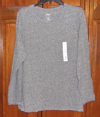 Sonoma Long Sleeve Knit Top Crew Neck   Med Gray Heather Slubbed - 0X  (14W) NWT