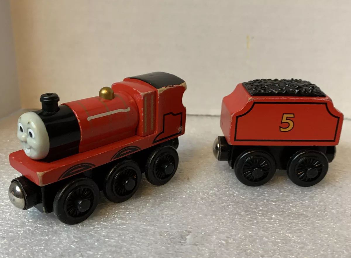 Thomas The Train Tank Engine JAMES AND 1 TENDER #5 Wood Red