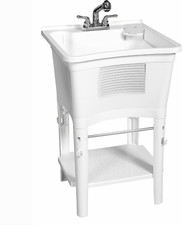 Freestanding Utility Sink with Faucet, 24" Deep Laundry Tub for Home Use