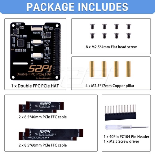 B12 Double FPC PCIe HAT Adapter Board for Raspberry Pi 5 - 第 10/10 張圖片