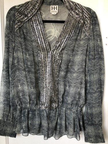 Rare Haute Hippie Beaded Collar Silk  Medusa Snake Blouse  Top  Size S - Picture 1 of 9