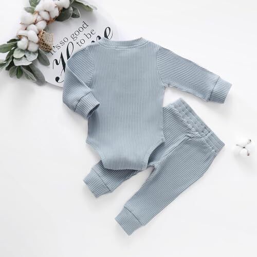 Newborn Baby Boy Girl Clothes Ribbed Knitted Cotton Long 0-3 Months A- Blue - Picture 8 of 8