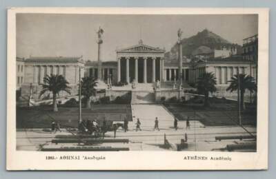 Academy ATHENS Greece RPPC Antique Photo Postcard ''Dear Doctor'' 1935