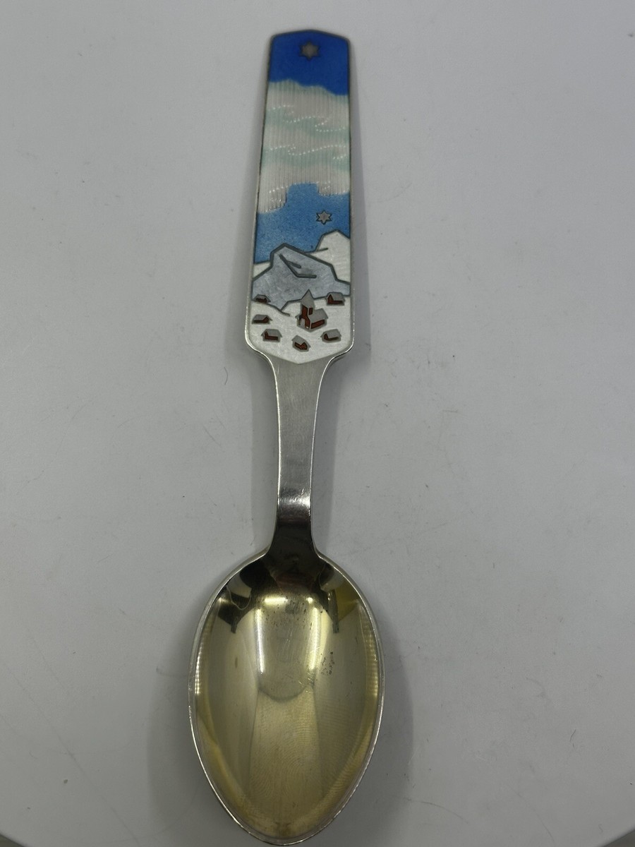 デンマーク　クリスマスMichelsen スターリングシルバー　スプーン A Michelsen Copenhagen Sterling Silver Enamel Julen 1963 Christmas
