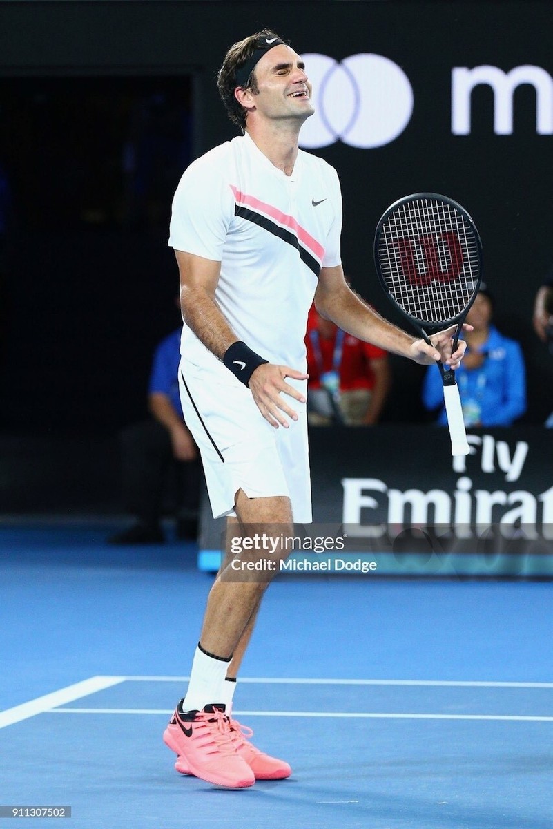 Nike Roger Federer RF 2018 Australian Open Henley Polo Tennis