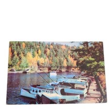 Postcard Cabin Cruiser At Black River Harbor On Lake Superior Chrome Unposted