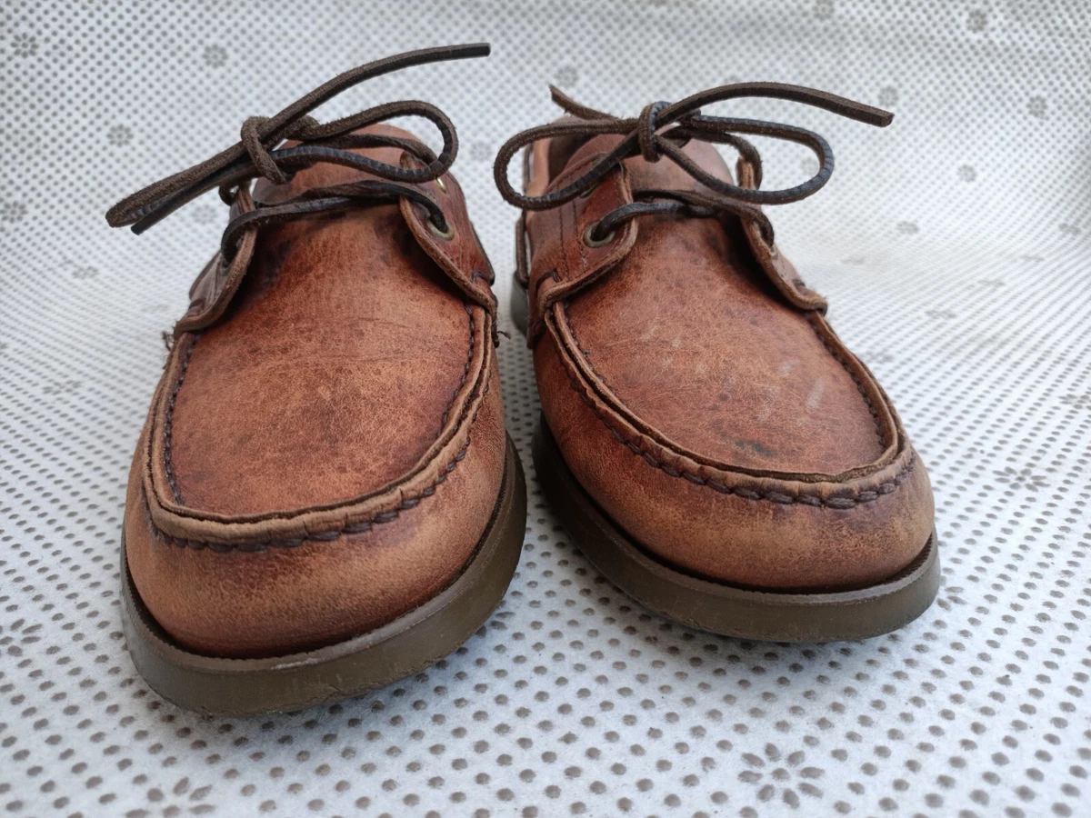 PARABOOT BARTH Brown Leather Boat Shoe, EU 42.5, UK 8.5, US 9.5, JAP 28CM.