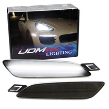 Smoke Lens White Full LED Bumper Side Marker Light Kit For 15-18 Porsche Cayenne