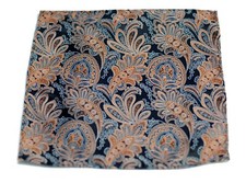 Umberto Algodon Black Orange Floral Paisley Woven Silk Pocket Squ 75 Retail New