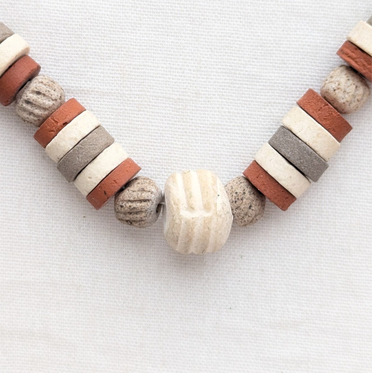Heishi Beaded Wood Necklace Native Tribal Ethnic Southwest Surfer