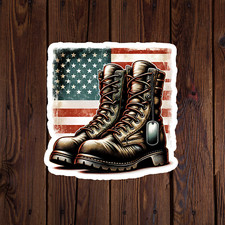 American flag sticker vinyl decal boots dog tag army military veteran memorial