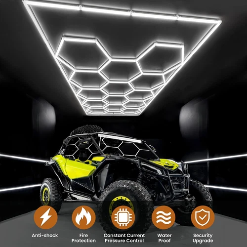 14 Hexagonales LED Lámpara Tubos Taller Garaje Techo Lámpara Nido de Abeja Iluminación - Imagen 5 de 20