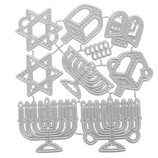Happy Hanukkah Metal Cutting Dies Star of David Menorah Die Cuts Embossing St...