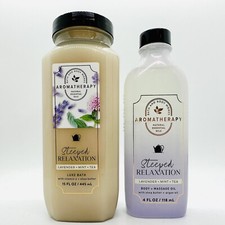 Bath Body Works Steeped Relaxation Lavender Mint Tea Luxe Bath Massage Body Oil