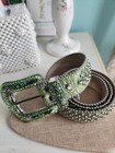 B.B. Simon Green Swarovski Crystal Studded Leather Belt  — photo 2
