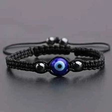 Evil Eye GOOD LUCK Protection Bracelet Blue Adjustable size Nylon Cord for Men