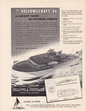 1946 Fellowscraft 34 Cabin Cruiser Ad / Fellows & Stewart /  Terminal Island CA