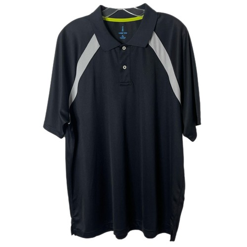 Lands' End Men's Athletic Polo Shirt XL Black & Gray Short Sleeve Collared Mesh - 第 1/8 張圖片