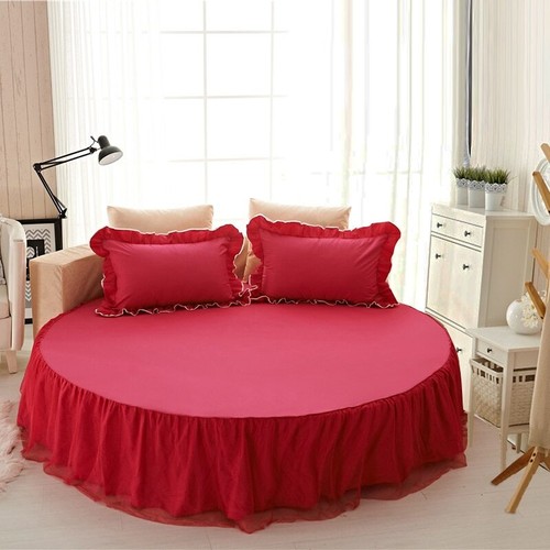 Round Fitted Sheet Cotton Quilted Bedspread Non-slip Mattress Cover Bed Skirts - Picture 21 of 37