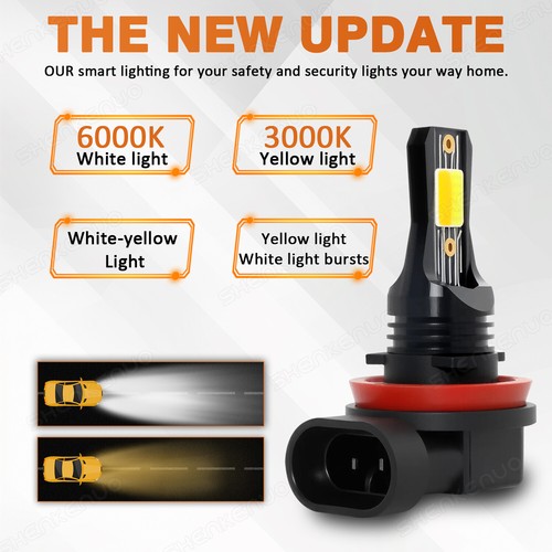 White Yellow H11 H16 LED Fog Light Bulbs Bright 2x for Toyota Tacoma 2012-2023 - Foto 3 di 11