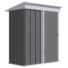 Image of Metal Garden Shed Outdoor Lean-to Shed for Tool Motor Bike with Adjustable Shelf