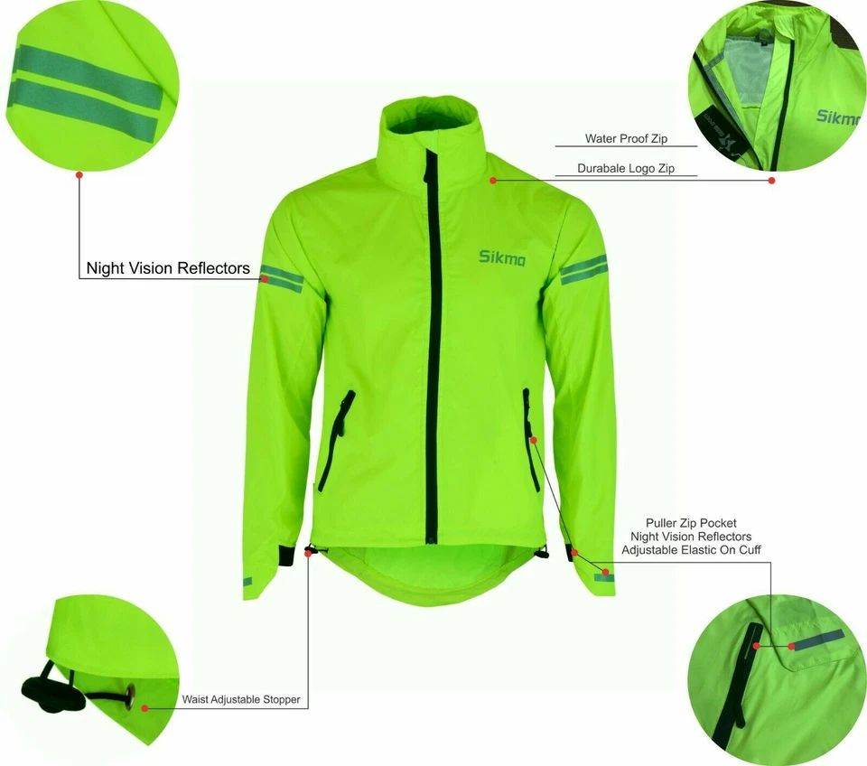 Mens Cycling jacket Hooded rain jackets water resistant wind breaker bike coat - Image 3 of 4
