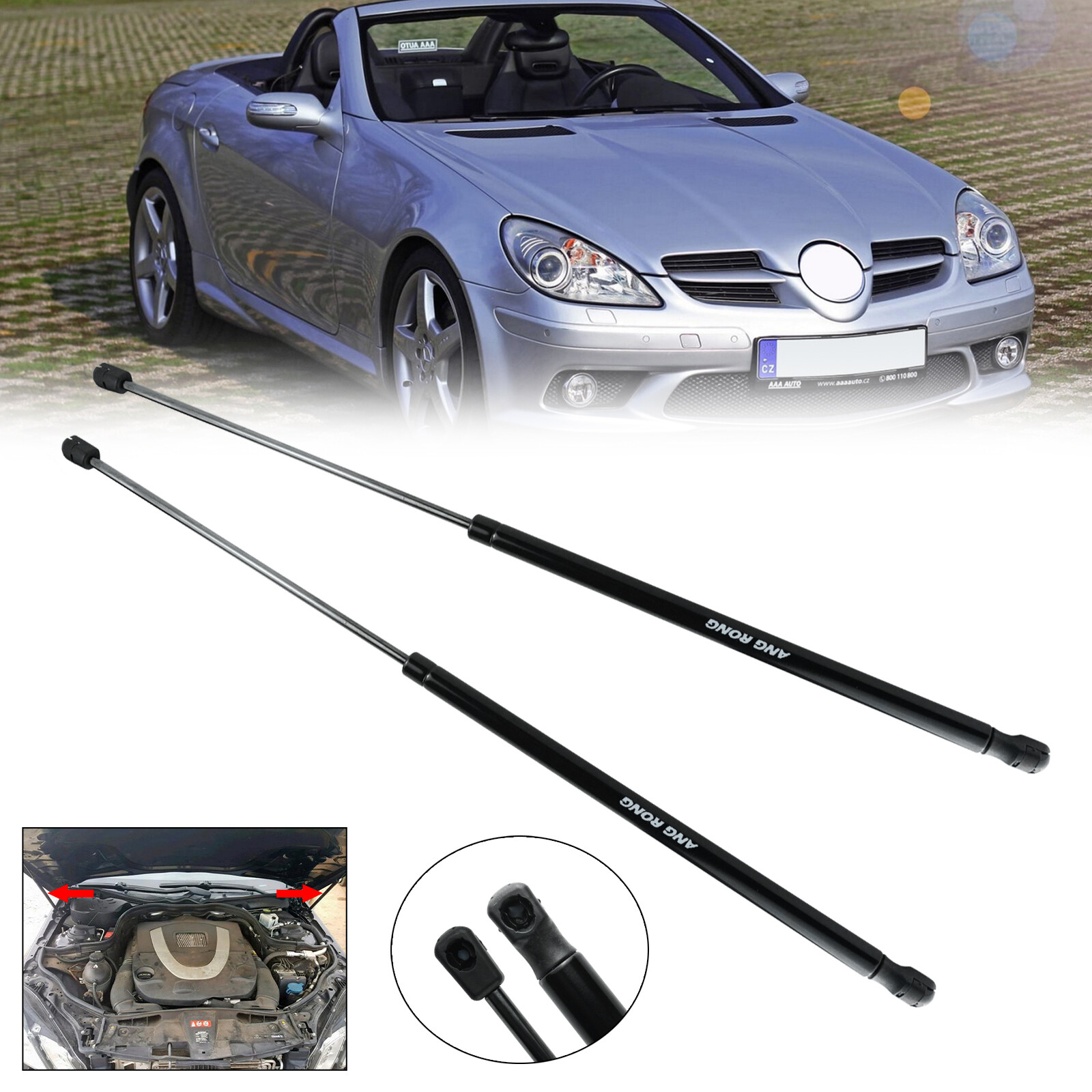 Slk Struts R172 Pair For Mercedes Benz SLK R171 2004-2011 Front Bonnet Hood Gas Struts ...