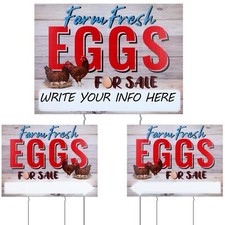 3 Pcs Farm Fresh Eggs for Sale Sign 16 x 12 Inch Fresh Eggs Sign Double Sided