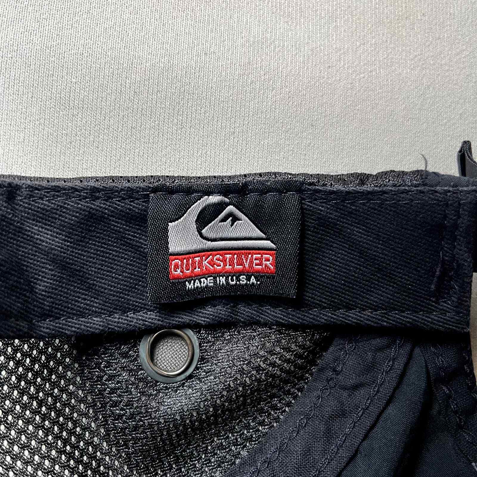Vintage Quiksilver Hat Cap 5 Panel Black Surf Skater Made in USA Adjustable 90s