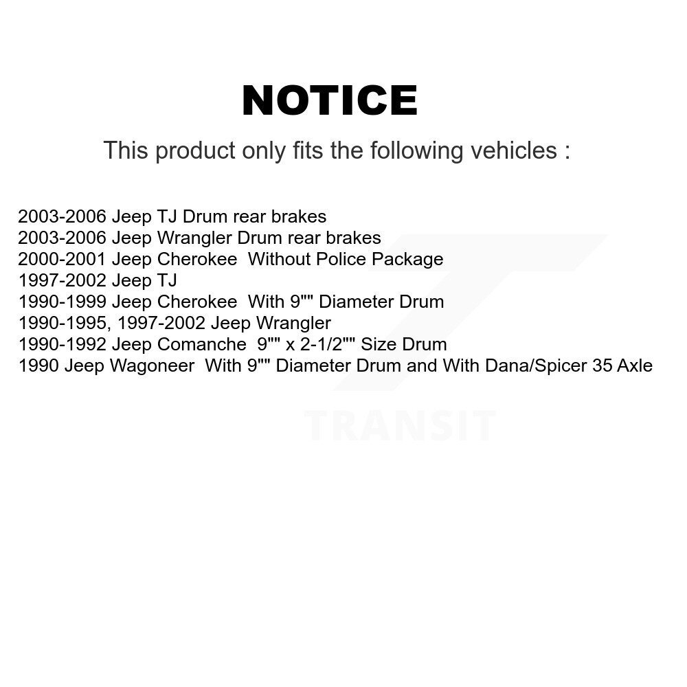 Rear Brake Drums Pair For Jeep Wrangler Cherokee Comanche Wagoneer TJ