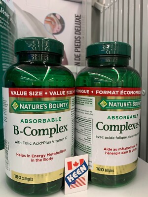 QTY:2),Nature's Bounty SB Complex w/Folic Acid + Vitamin C 180 Softgels