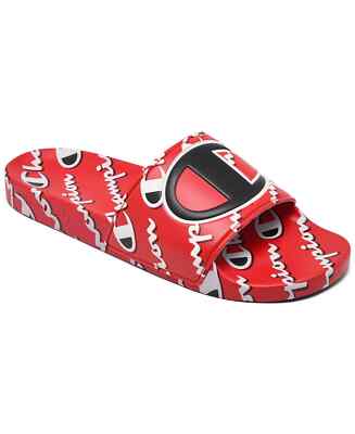 NEW Champion IPO Mega Script Slides Men's Sandals Scarlet Red, NWB