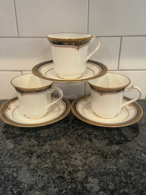 Noritake ノリタケ「GOLD AND SABLE／9758」12〜24枚 Noritake Gold and Sable Cups and Saucers Set of 3 VTG 9758 Black