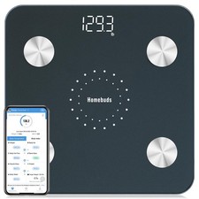 Homebuds Digital Body Composition Scale BMI Body Fat Water Muscle 400lb with App