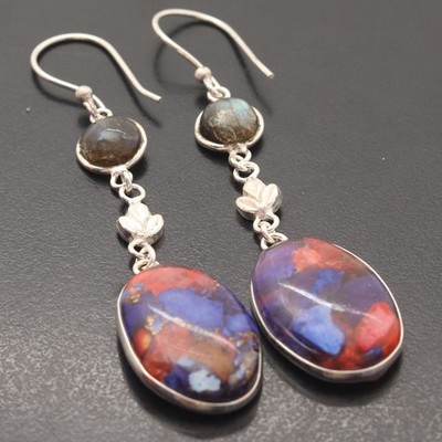 Kupfer Türkis Edelstein 925 Sterling Silber Handarbeit Ohrring Schmuck Geschenk für