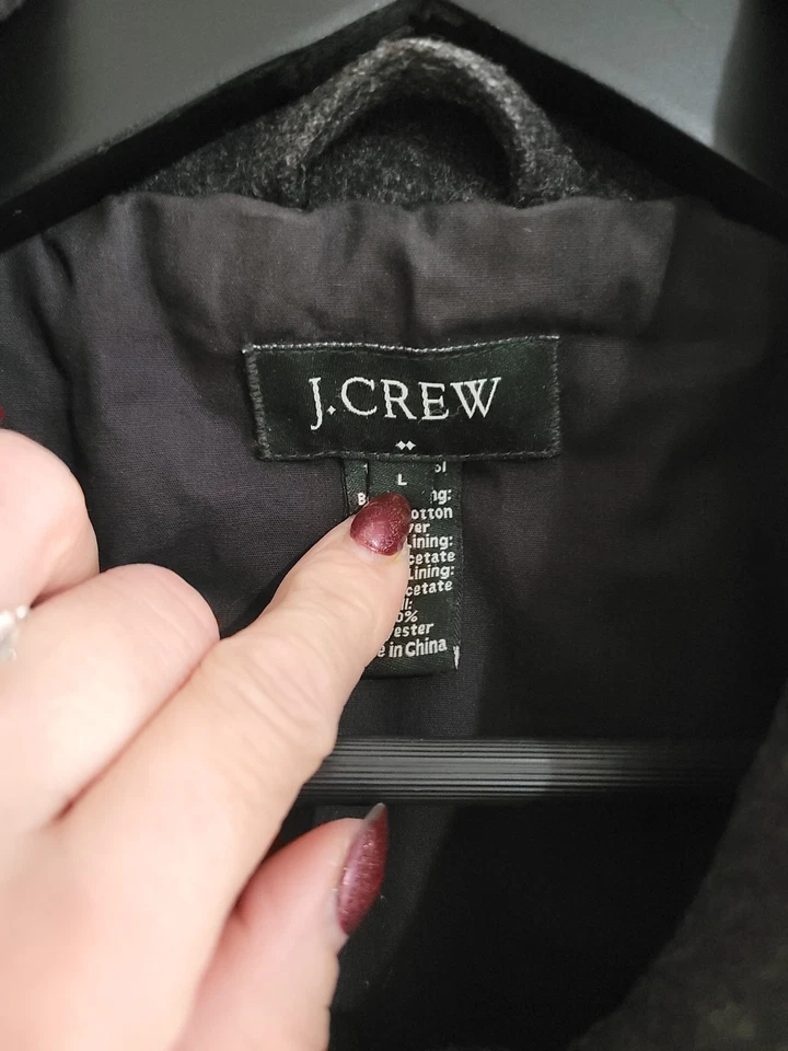 Abrigo J Crew Para Hombre Grande Gris 100% Lana Abotonable Abrigo Coche Clásico Bolsillos Forrado Foto 4 de 4