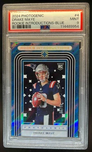 2024 Panini Photogenic Drake Maye Rookie Introductions RC Blue #/99 PSA 9
