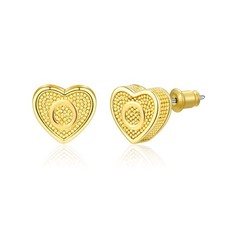 Heart Stud Earrings for Girls 14K Gold Plated Dainty Initial Letter Alphabet Stu
