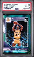 2024 PANINI DONRUSS OPTIC GREEN HYPER #239 MAGIC JOHNSON 80/249 PSA 8