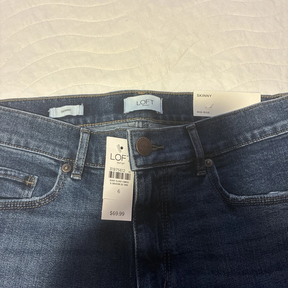 NWT Ann Taylor Loft Size 6/28 Modern Skinny Ankle Jeans Stretch Dark Blue Denim - Image 3 of 4