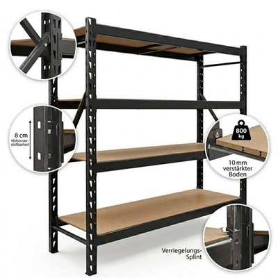 Schwerlastregal Steckregal Lagerregal Emil 180x190x60 cm Stahl 3200 kg 4 Böden