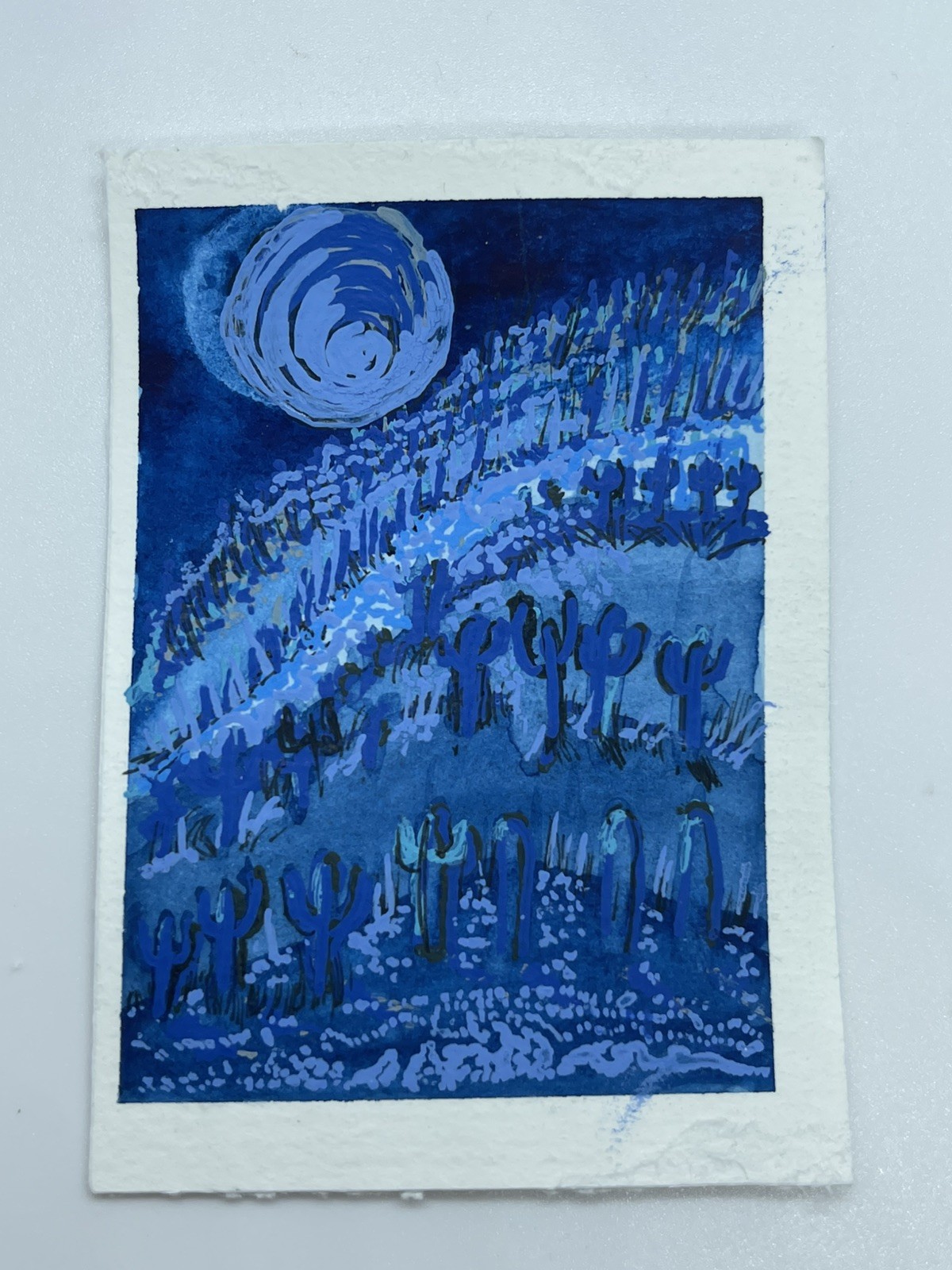 ACRO Original Art, Watercolor & Inc Desert, moonlight #119 by Tehillah